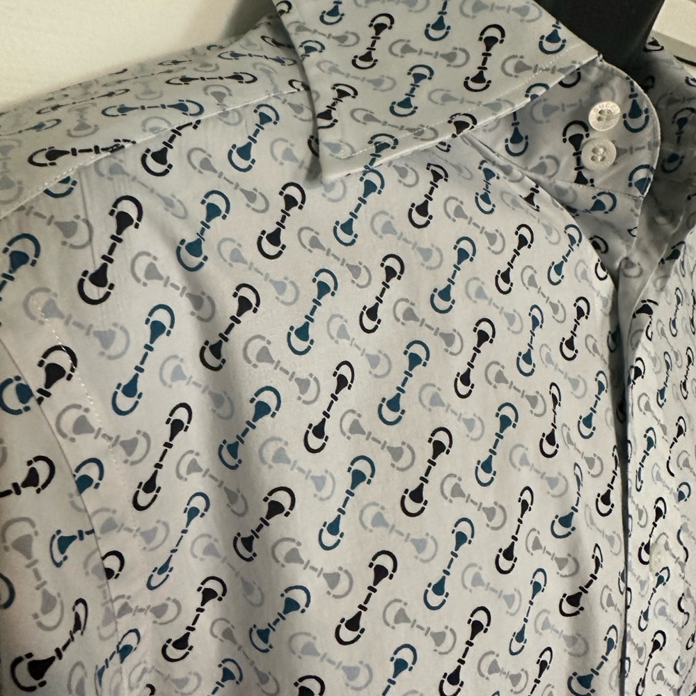 GUCCI | horsebit logo button down woven, size 15 3/4